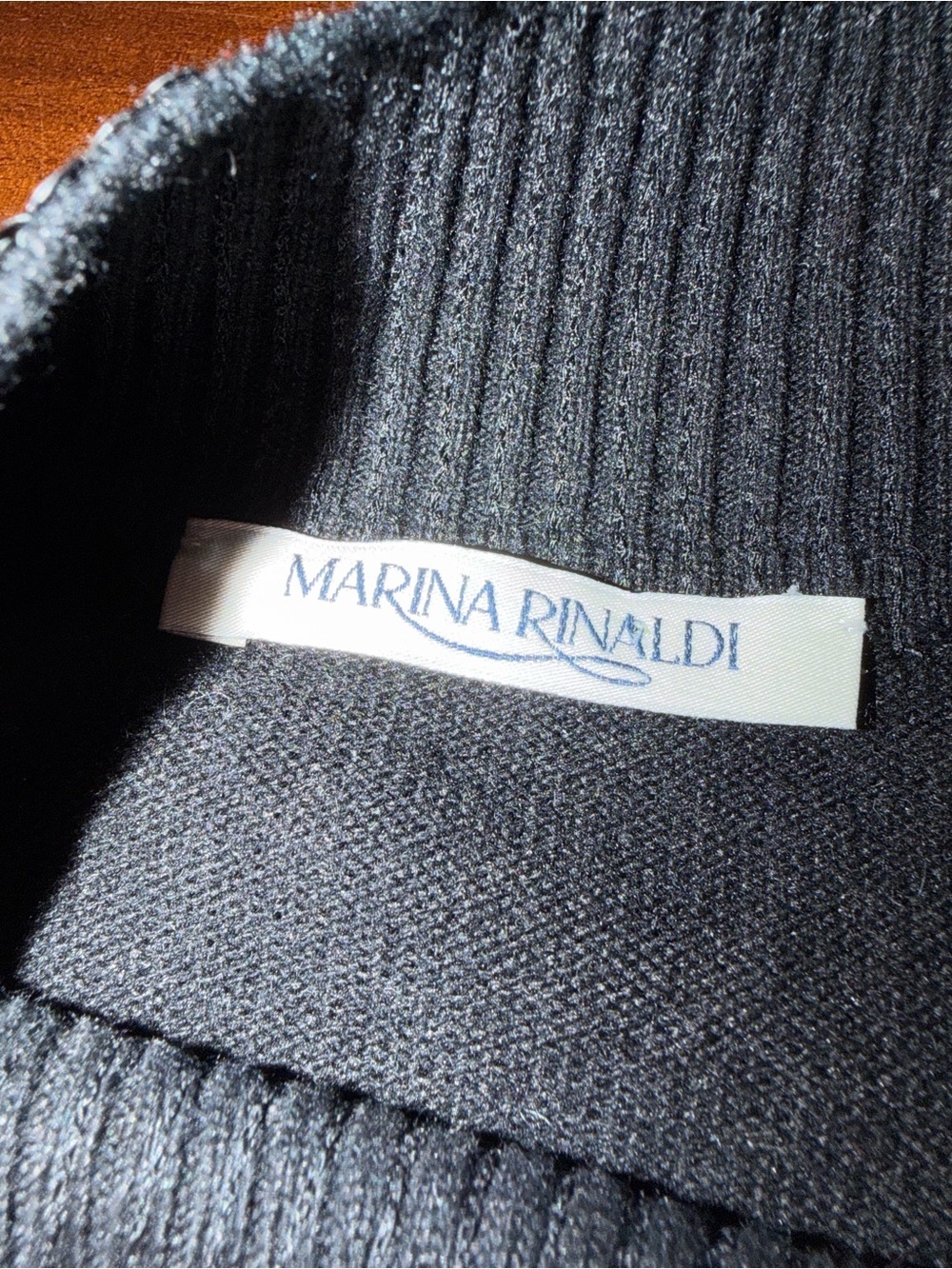 Marina Rinaldi Silk Cashmere Black Mock Neck Sweater with Sequins (127) - Picture 4 of 7